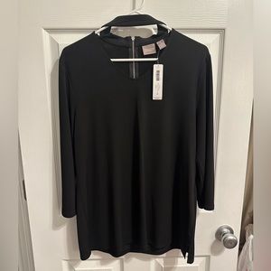 Chicos Black 3/4 Length Sleeve Brooksie Top size 2